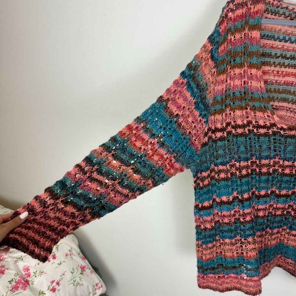 Free People Spell on Your Sweater L Boho Artsy Tunic Multicolor Cottagecore Beac - Picture 4 of 10